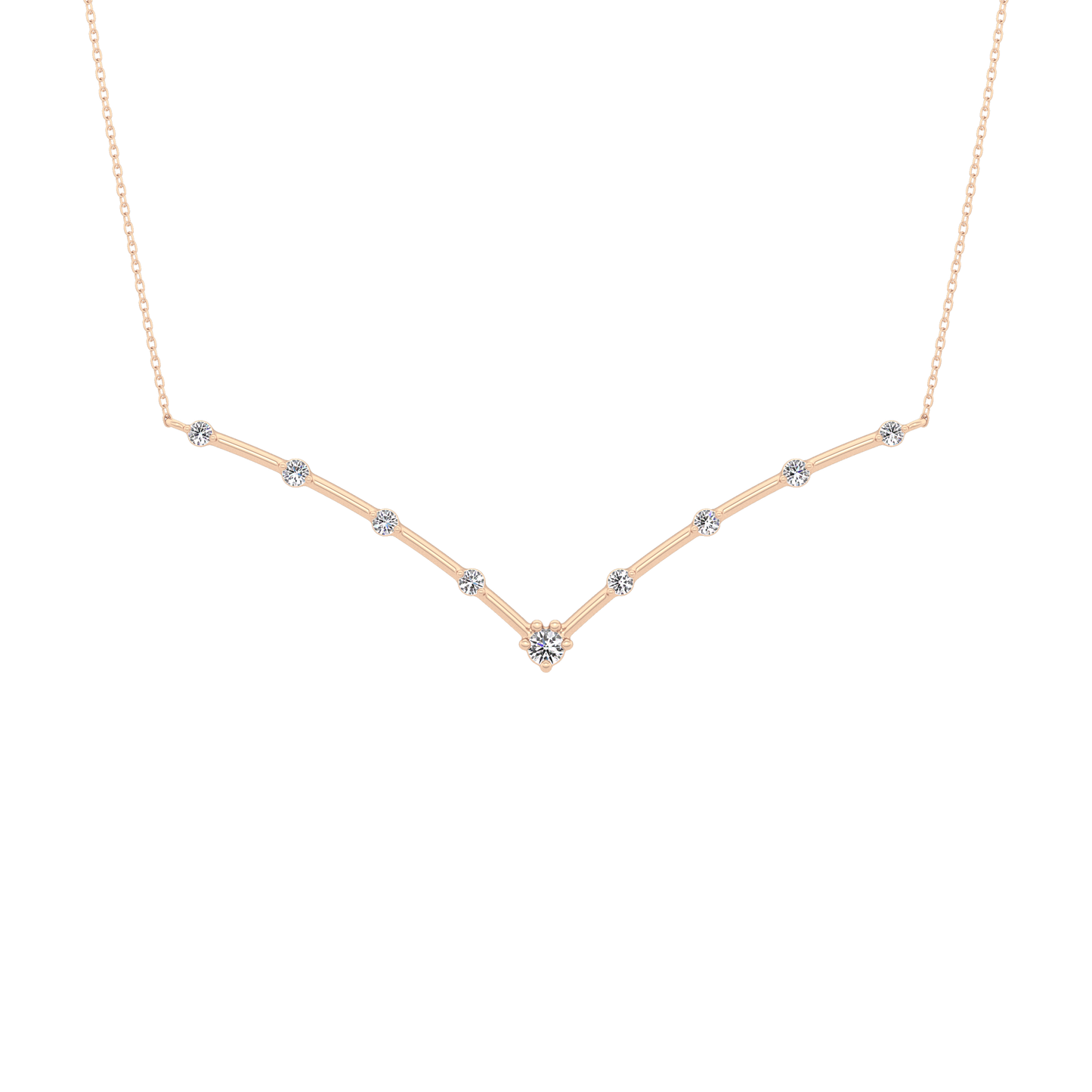 0.33 TCW Round Lab Grown Diamond Multi Stone V-Shaped  Necklace