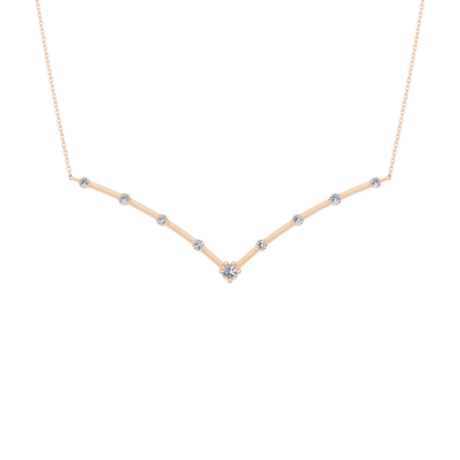 0.33 TCW Round Lab Grown Diamond Multi Stone V-Shaped  Necklace