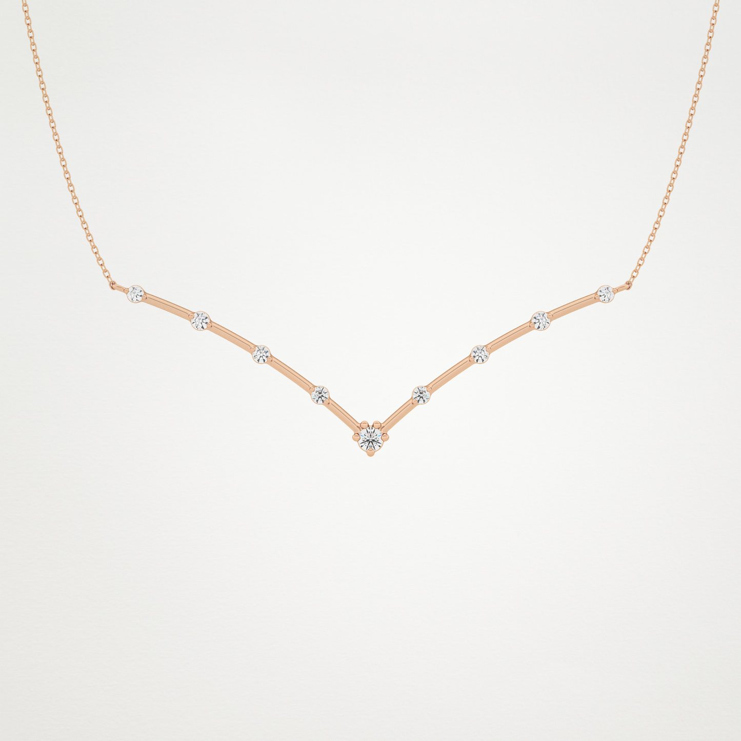 0.33 TCW Round Lab Grown Diamond Multi Stone V-Shaped  Necklace
