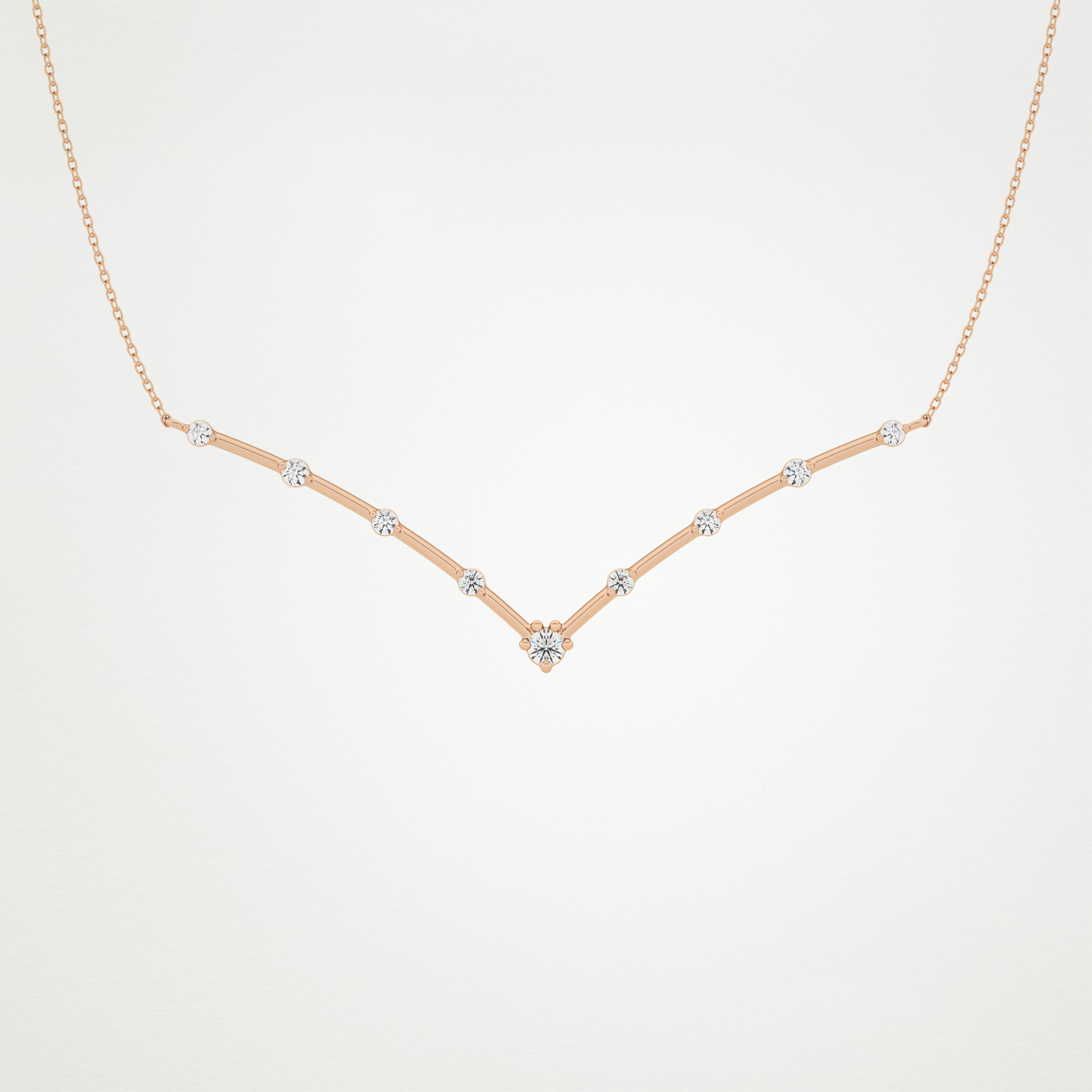 0.33 TCW Round Lab Grown Diamond Multi Stone V-Shaped  Necklace