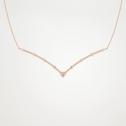 0.33 TCW Round Lab Grown Diamond Multi Stone V-Shaped  Necklace