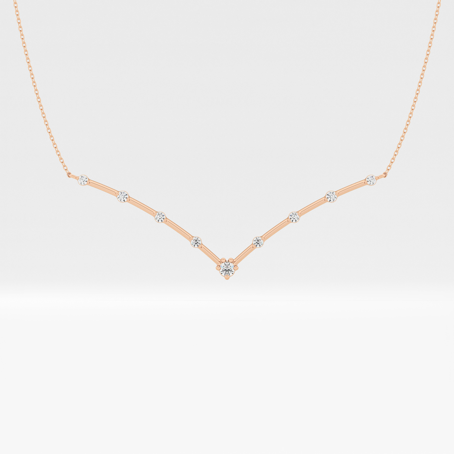 0.33 TCW Round Lab Grown Diamond Multi Stone V-Shaped  Necklace