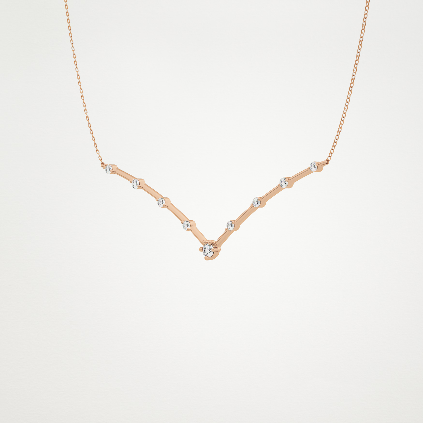 0.33 TCW Round Lab Grown Diamond Multi Stone V-Shaped  Necklace