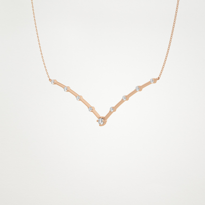 0.33 TCW Round Lab Grown Diamond Multi Stone V-Shaped  Necklace
