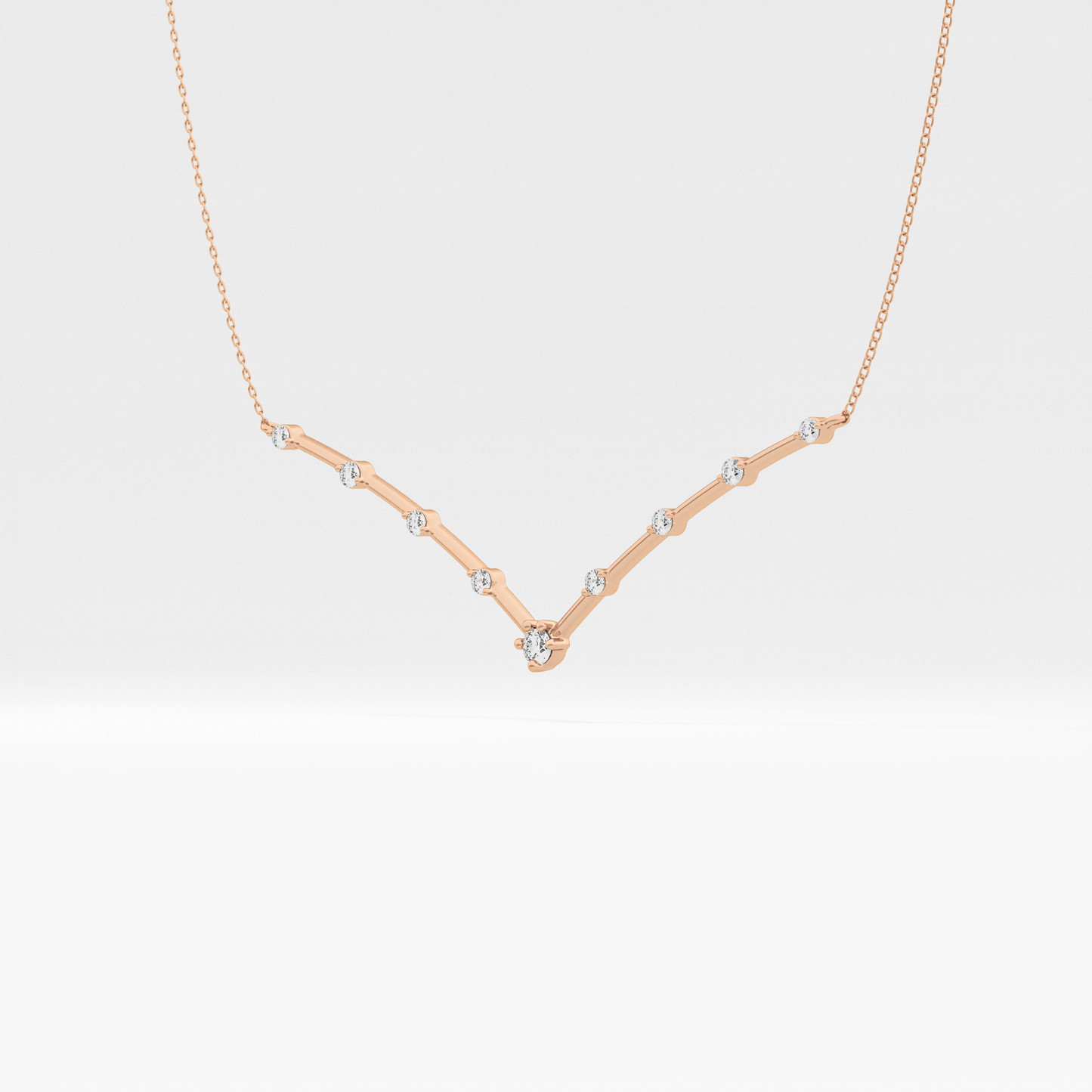 0.33 TCW Round Lab Grown Diamond Multi Stone V-Shaped  Necklace