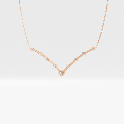0.33 TCW Round Lab Grown Diamond Multi Stone V-Shaped  Necklace