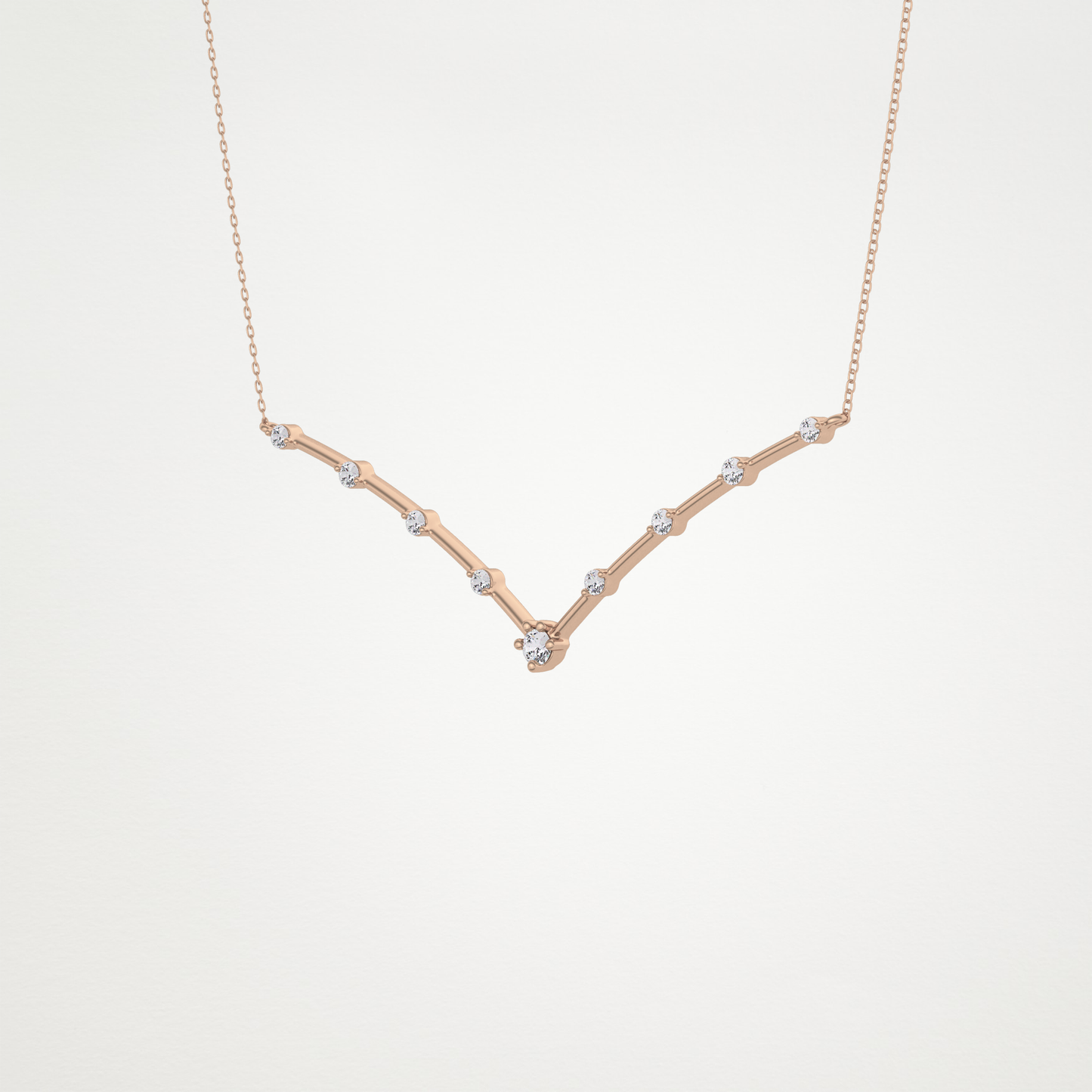 0.33 TCW Round Lab Grown Diamond Multi Stone V-Shaped  Necklace