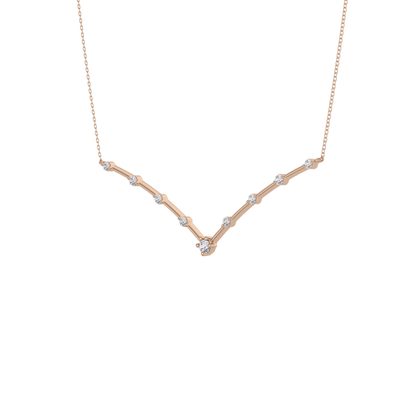 0.33 TCW Round Lab Grown Diamond Multi Stone V-Shaped  Necklace