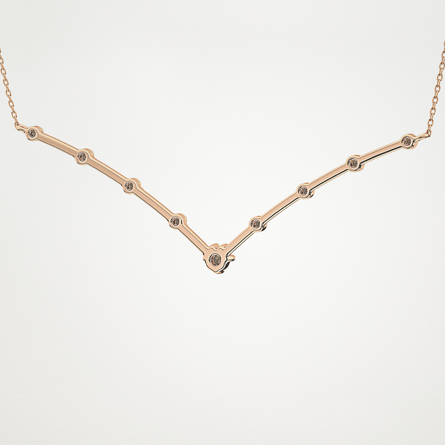 0.33 TCW Round Lab Grown Diamond Multi Stone V-Shaped  Necklace