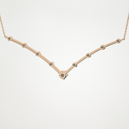 0.33 TCW Round Lab Grown Diamond Multi Stone V-Shaped  Necklace