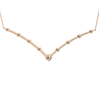 0.33 TCW Round Lab Grown Diamond Multi Stone V-Shaped  Necklace
