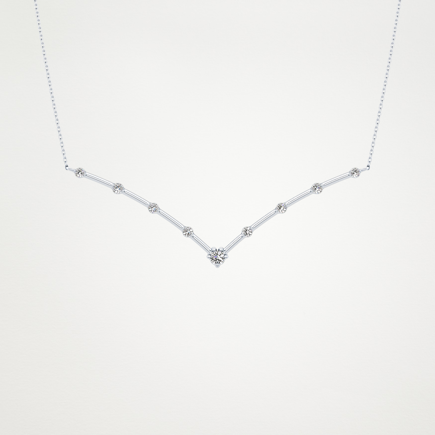 0.33 TCW Round Lab Grown Diamond Multi Stone V-Shaped  Necklace