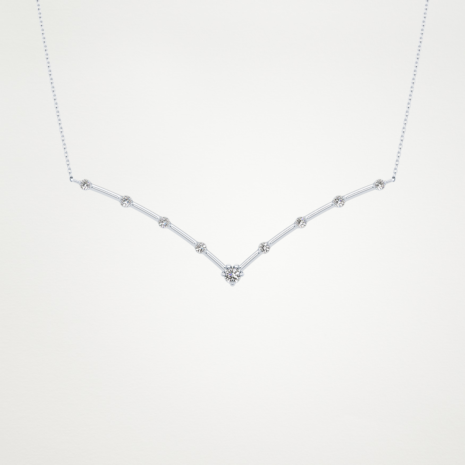 0.33 TCW Round Lab Grown Diamond Multi Stone V-Shaped  Necklace