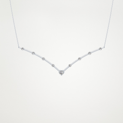 0.33 TCW Round Lab Grown Diamond Multi Stone V-Shaped  Necklace