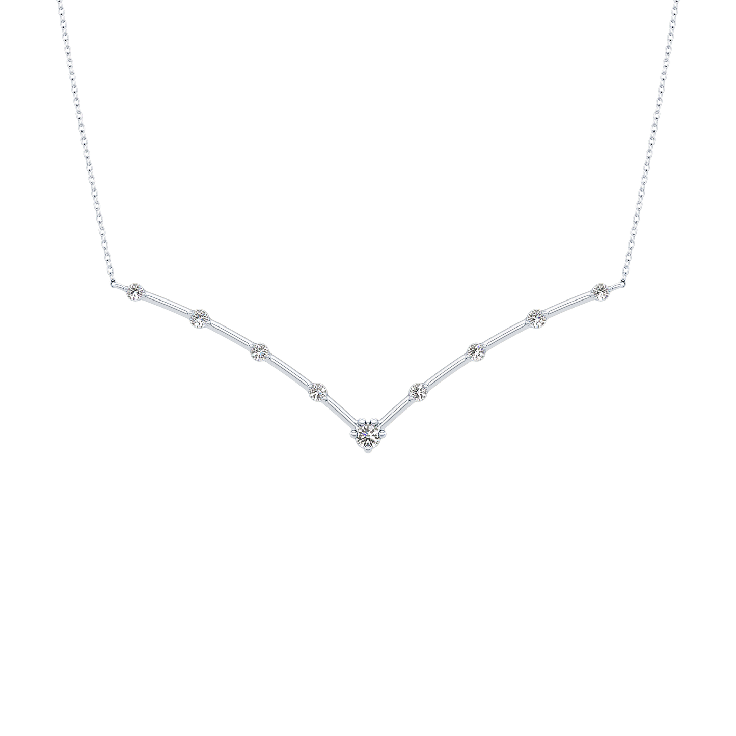 0.33 TCW Round Lab Grown Diamond Multi Stone V-Shaped  Necklace