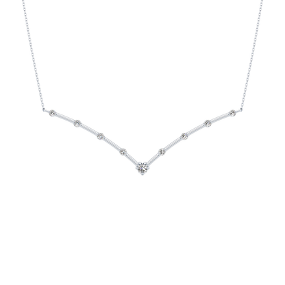 0.33 TCW Round Lab Grown Diamond Multi Stone V-Shaped  Necklace