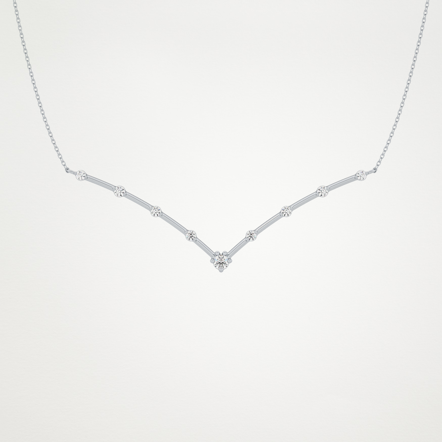 0.33 TCW Round Lab Grown Diamond Multi Stone V-Shaped  Necklace
