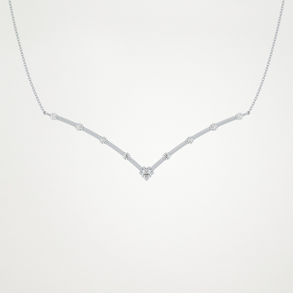 0.33 TCW Round Lab Grown Diamond Multi Stone V-Shaped  Necklace