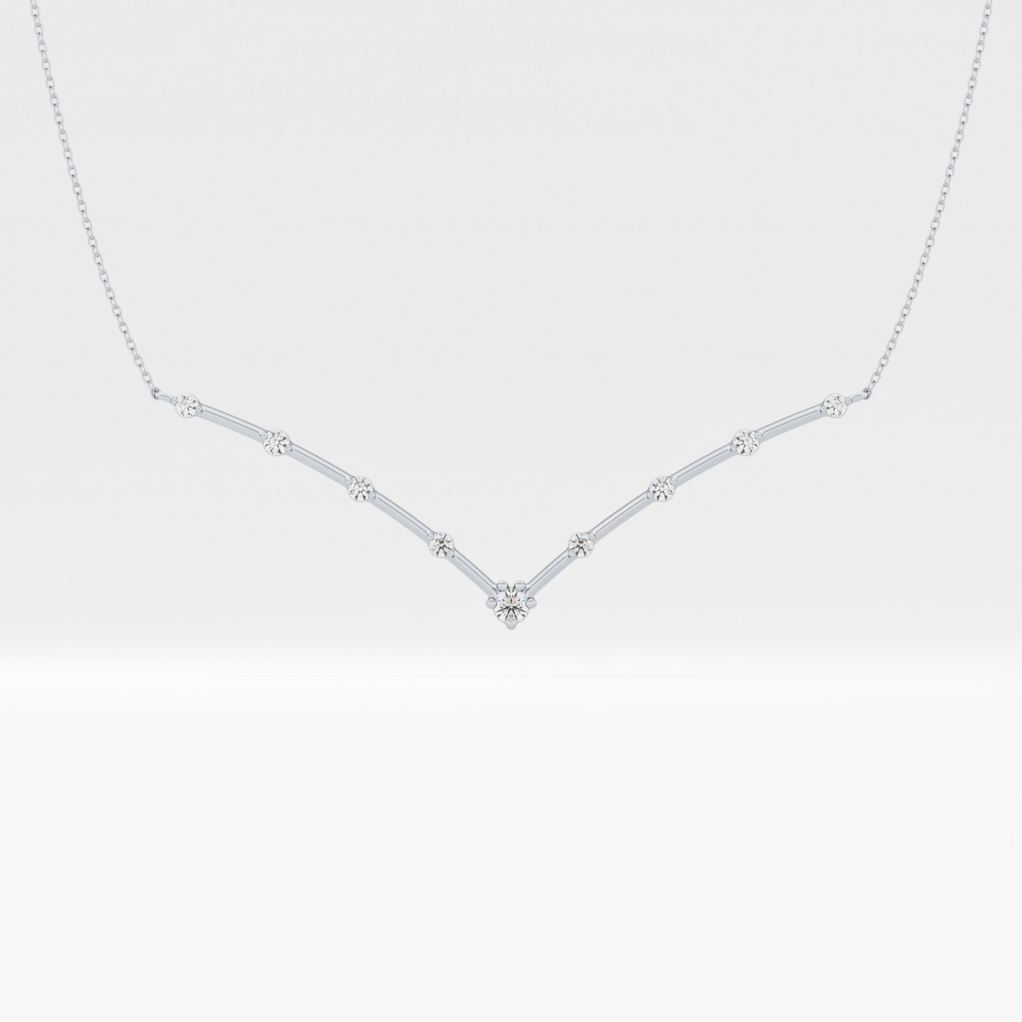 0.33 TCW Round Lab Grown Diamond Multi Stone V-Shaped  Necklace
