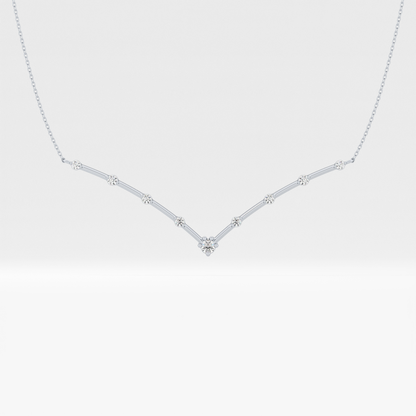 0.33 TCW Round Lab Grown Diamond Multi Stone V-Shaped  Necklace