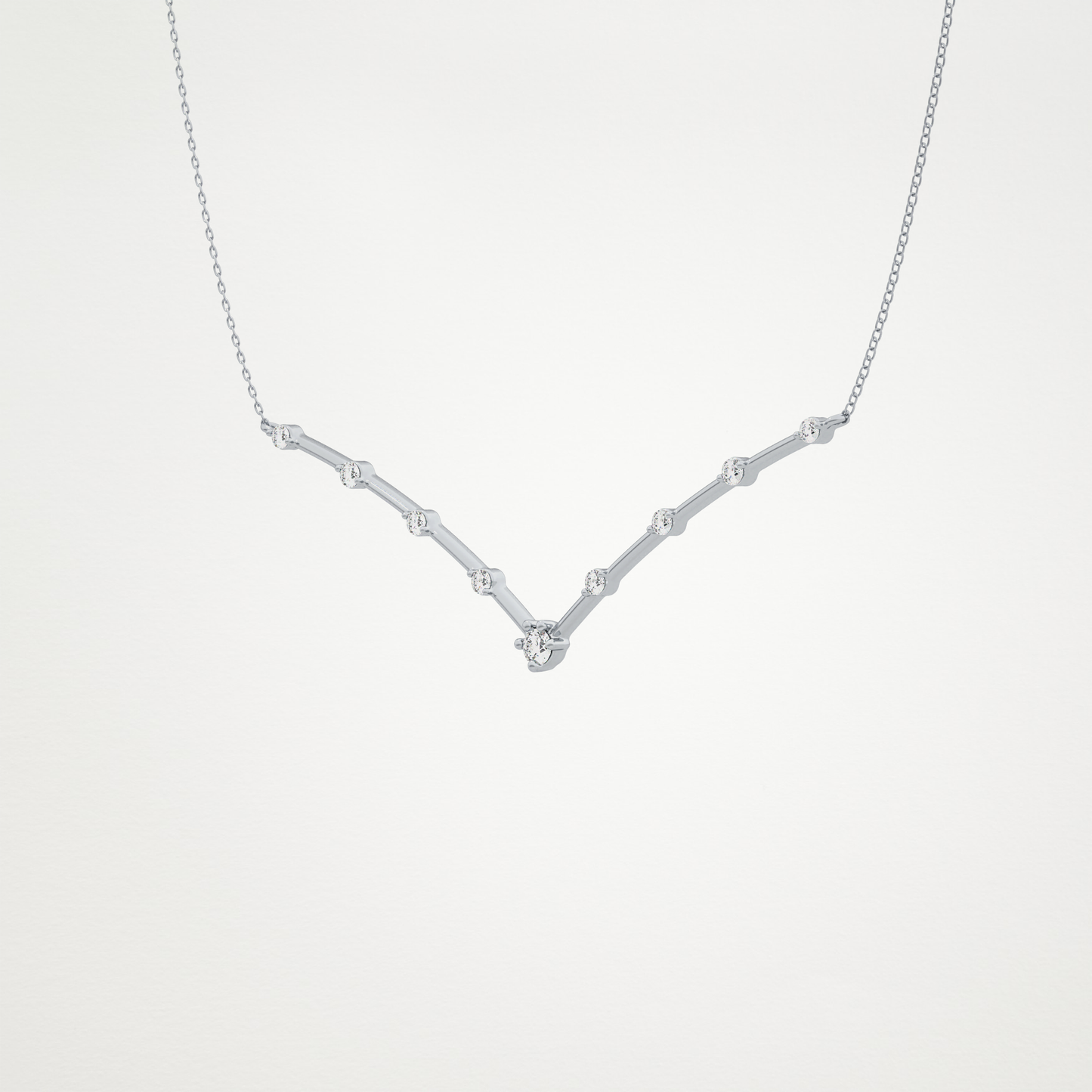 0.33 TCW Round Lab Grown Diamond Multi Stone V-Shaped  Necklace