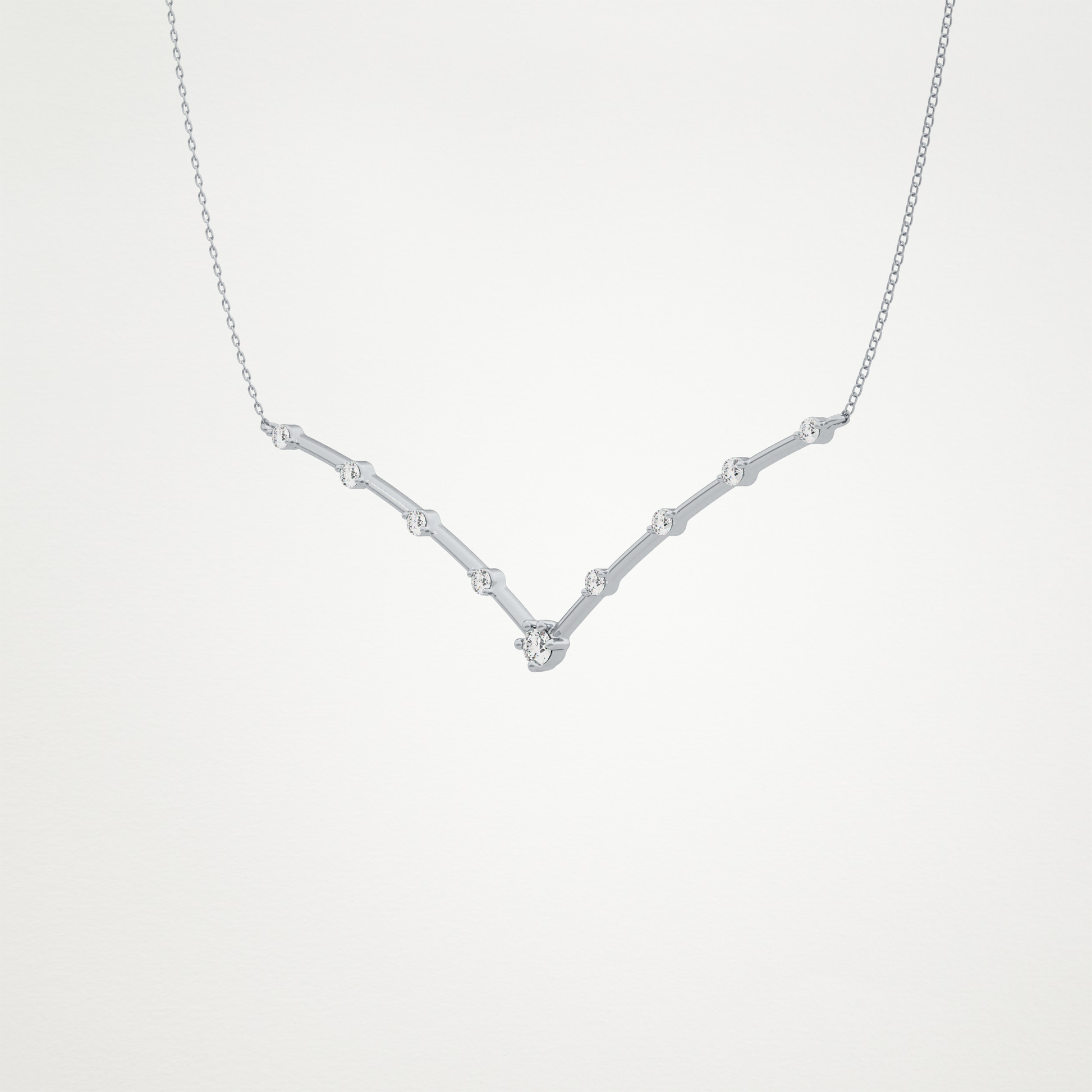 0.33 TCW Round Lab Grown Diamond Multi Stone V-Shaped  Necklace
