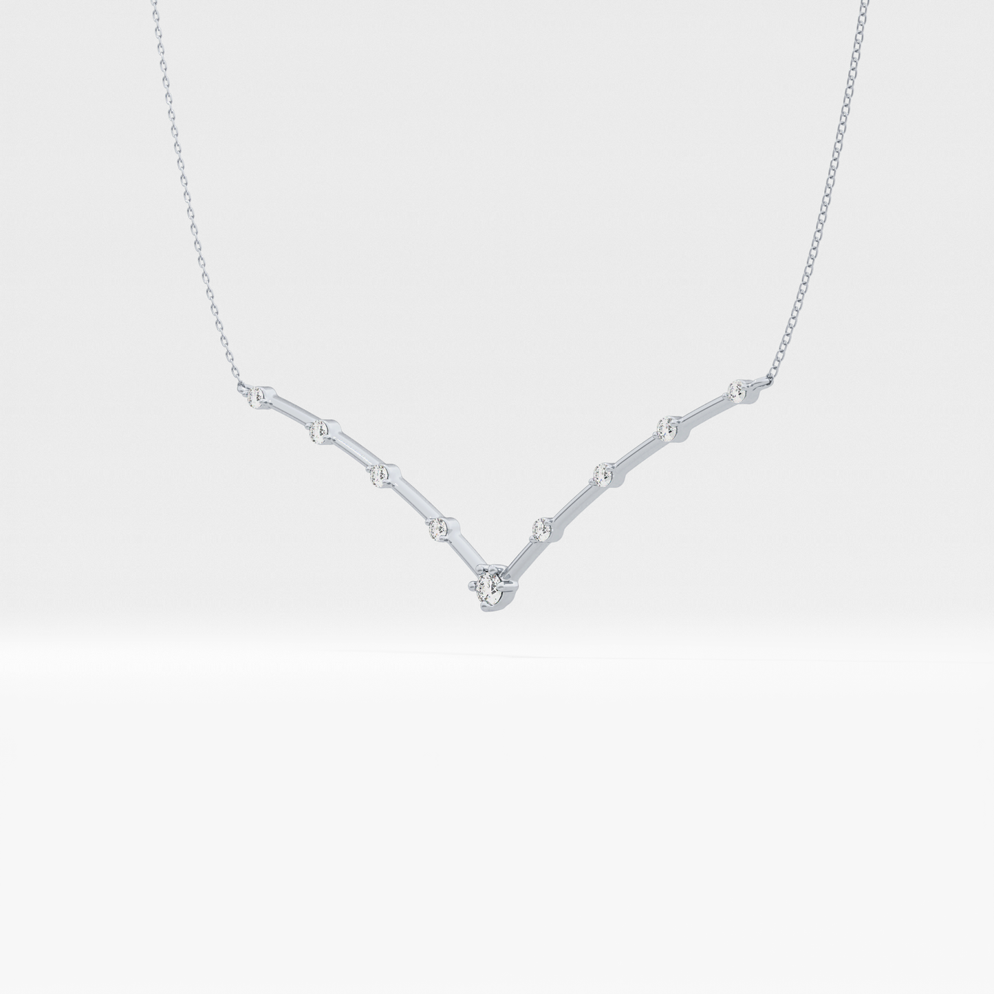 0.33 TCW Round Lab Grown Diamond Multi Stone V-Shaped  Necklace