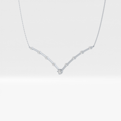 0.33 TCW Round Lab Grown Diamond Multi Stone V-Shaped  Necklace