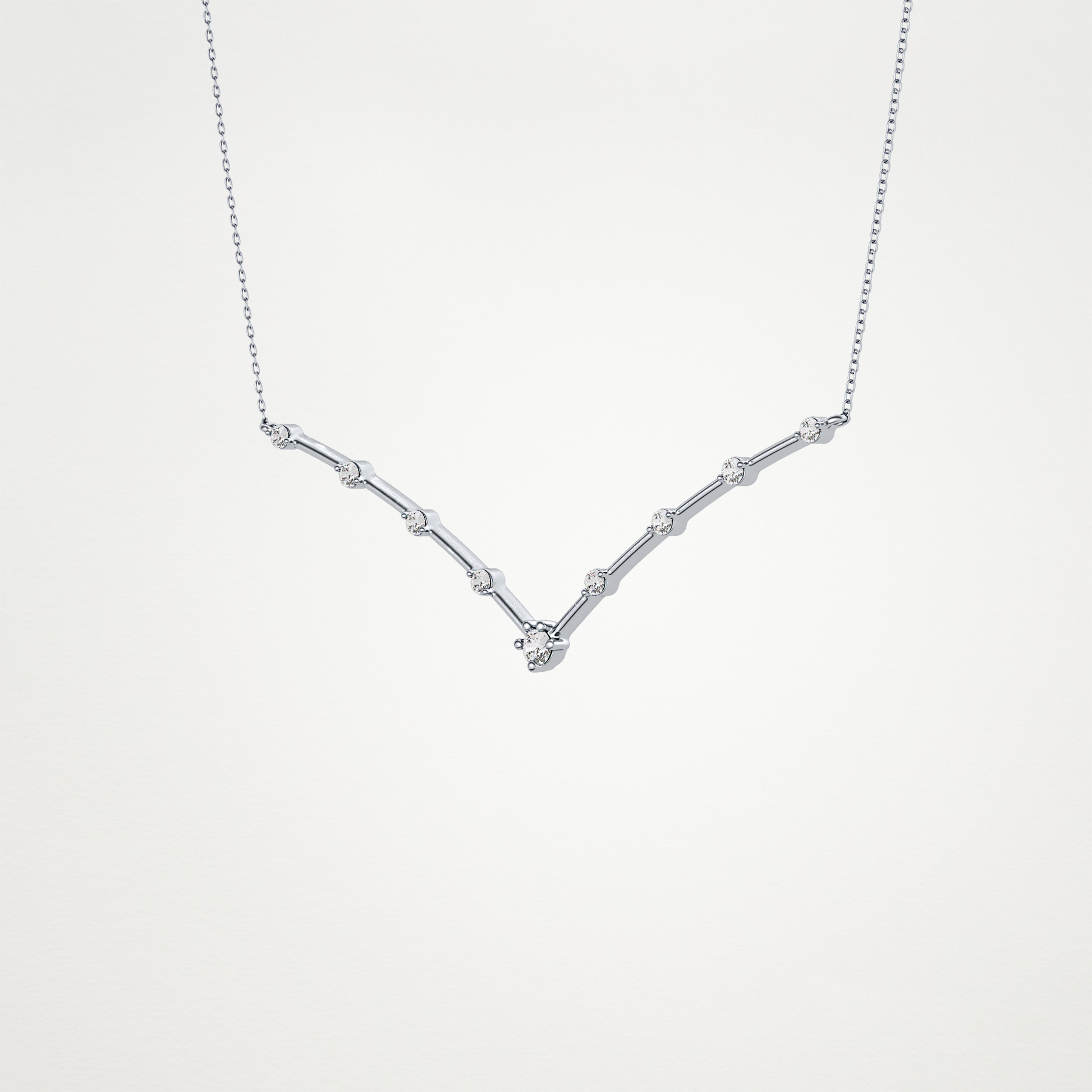 0.33 TCW Round Lab Grown Diamond Multi Stone V-Shaped  Necklace