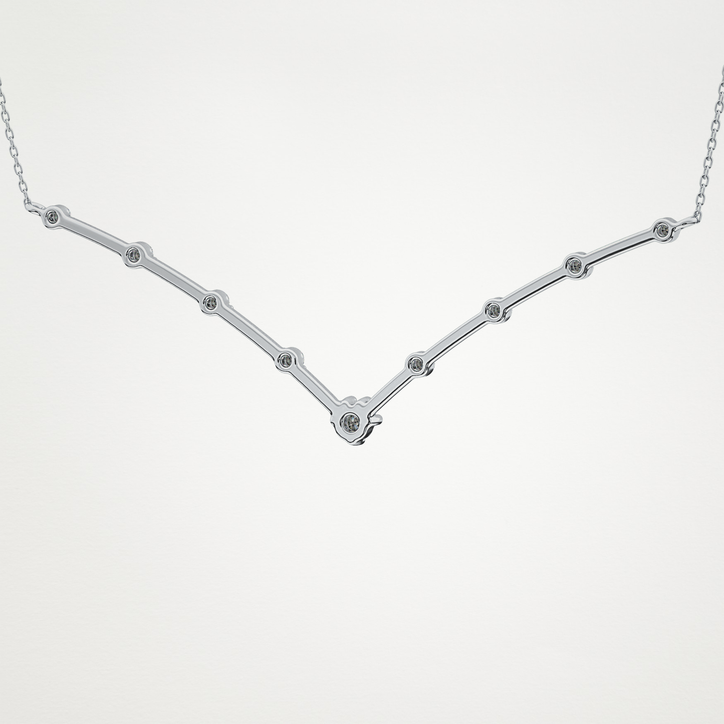 0.33 TCW Round Lab Grown Diamond Multi Stone V-Shaped  Necklace