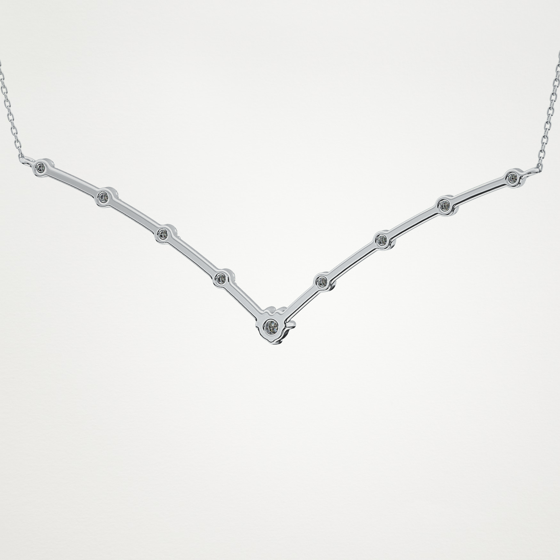 0.33 TCW Round Lab Grown Diamond Multi Stone V-Shaped  Necklace