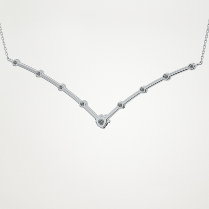 0.33 TCW Round Lab Grown Diamond Multi Stone V-Shaped  Necklace