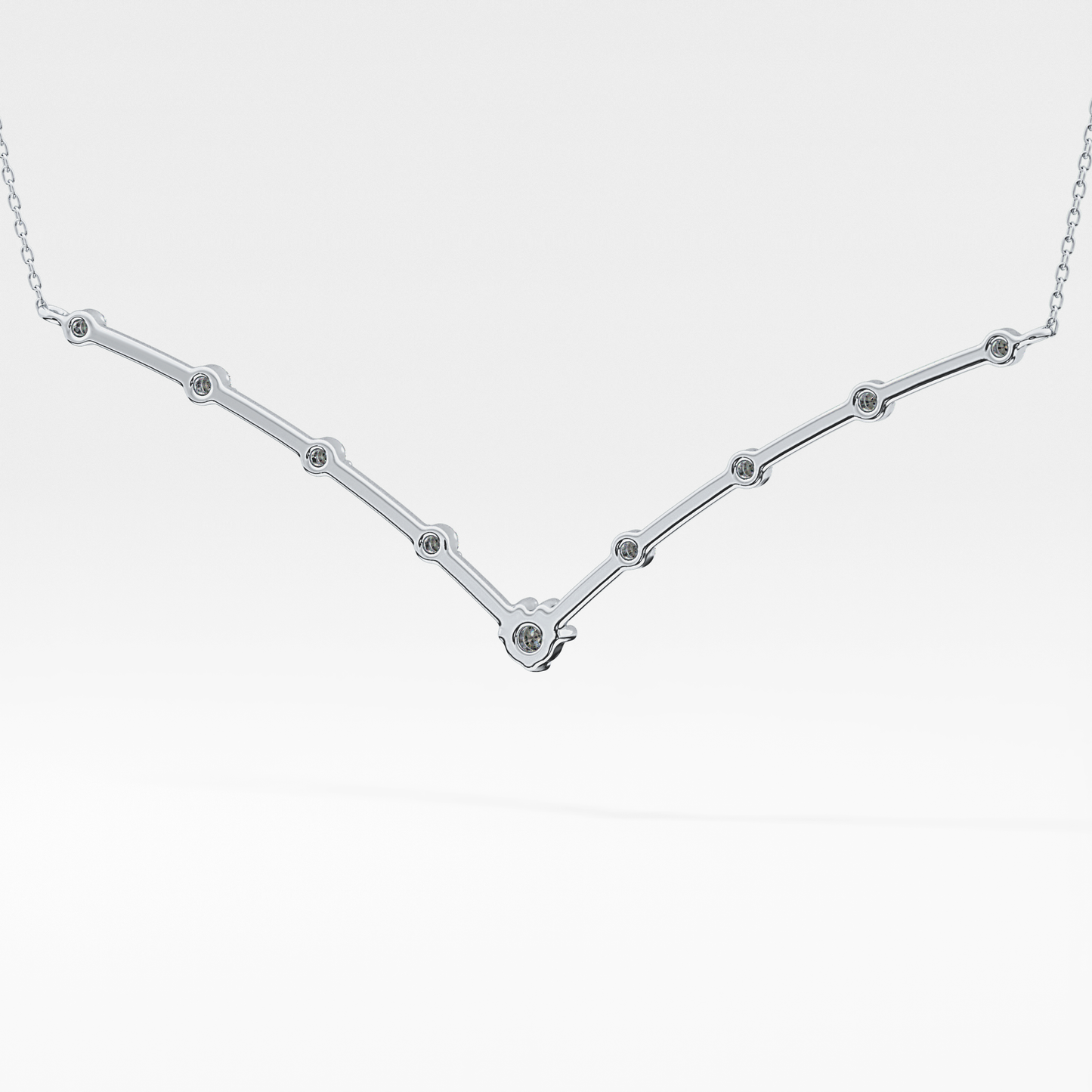 0.33 TCW Round Lab Grown Diamond Multi Stone V-Shaped  Necklace