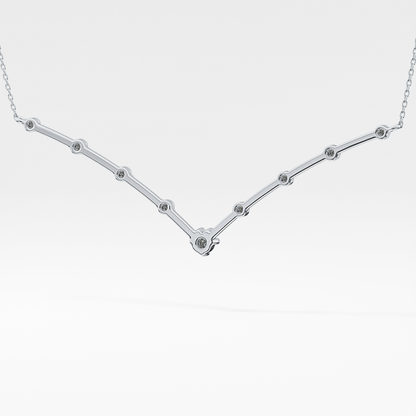 0.33 TCW Round Lab Grown Diamond Multi Stone V-Shaped  Necklace