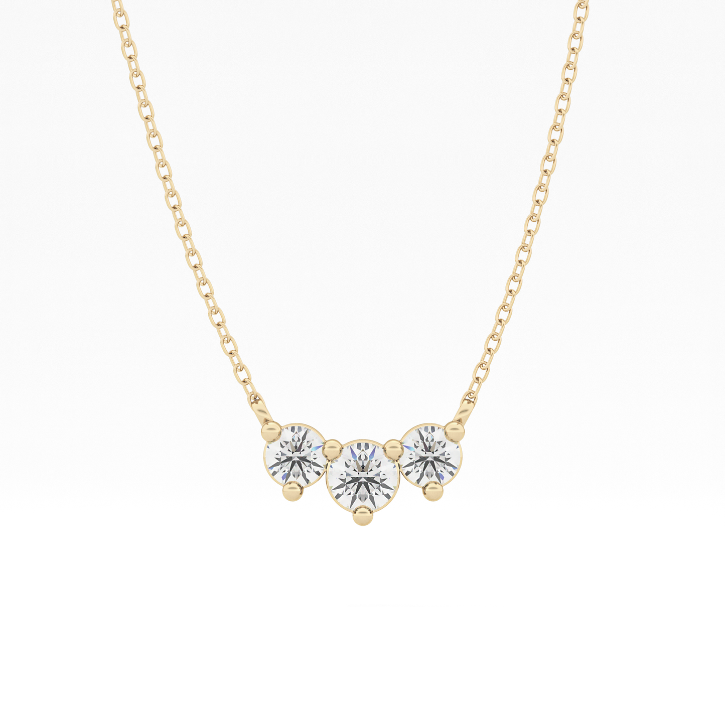 0.35 TCW Round Lab Grown Diamond Three Stone Necklace