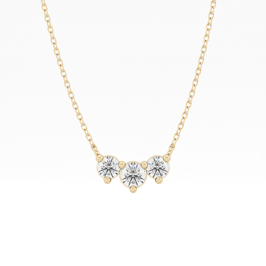 0.35 TCW Round Lab Grown Diamond Three Stone Necklace