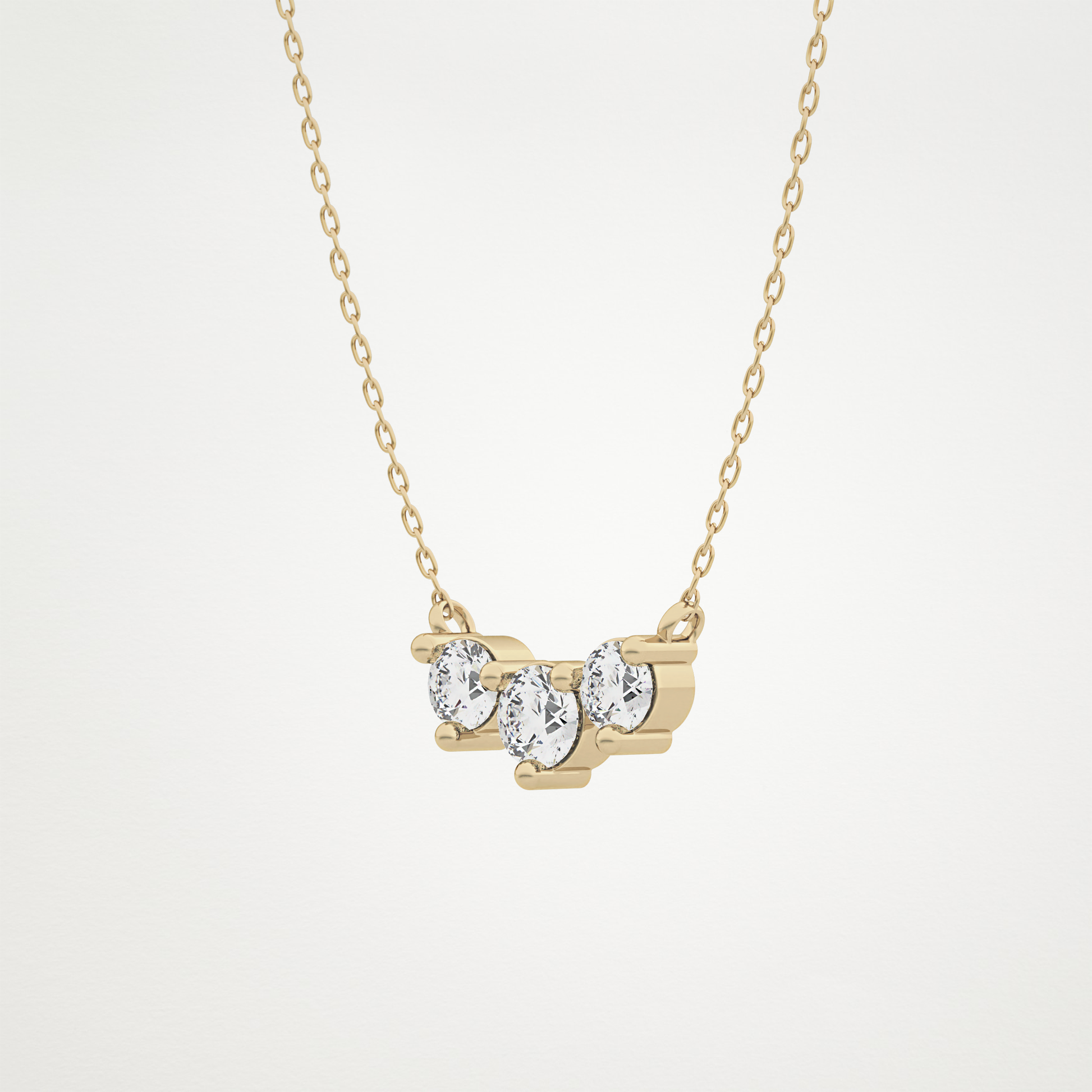 0.35 TCW Round Lab Grown Diamond Three Stone Necklace