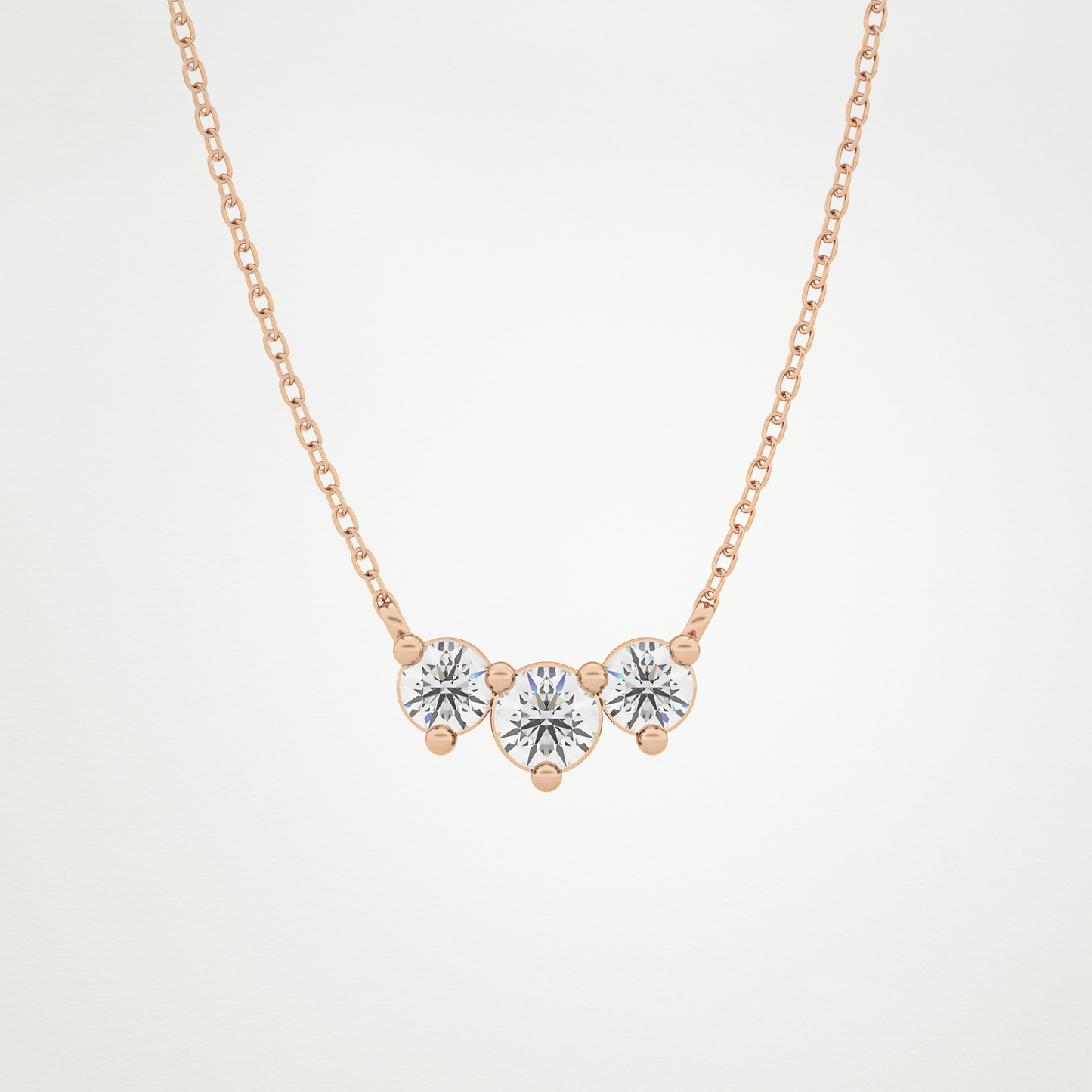0.35 TCW Round Lab Grown Diamond Three Stone Necklace