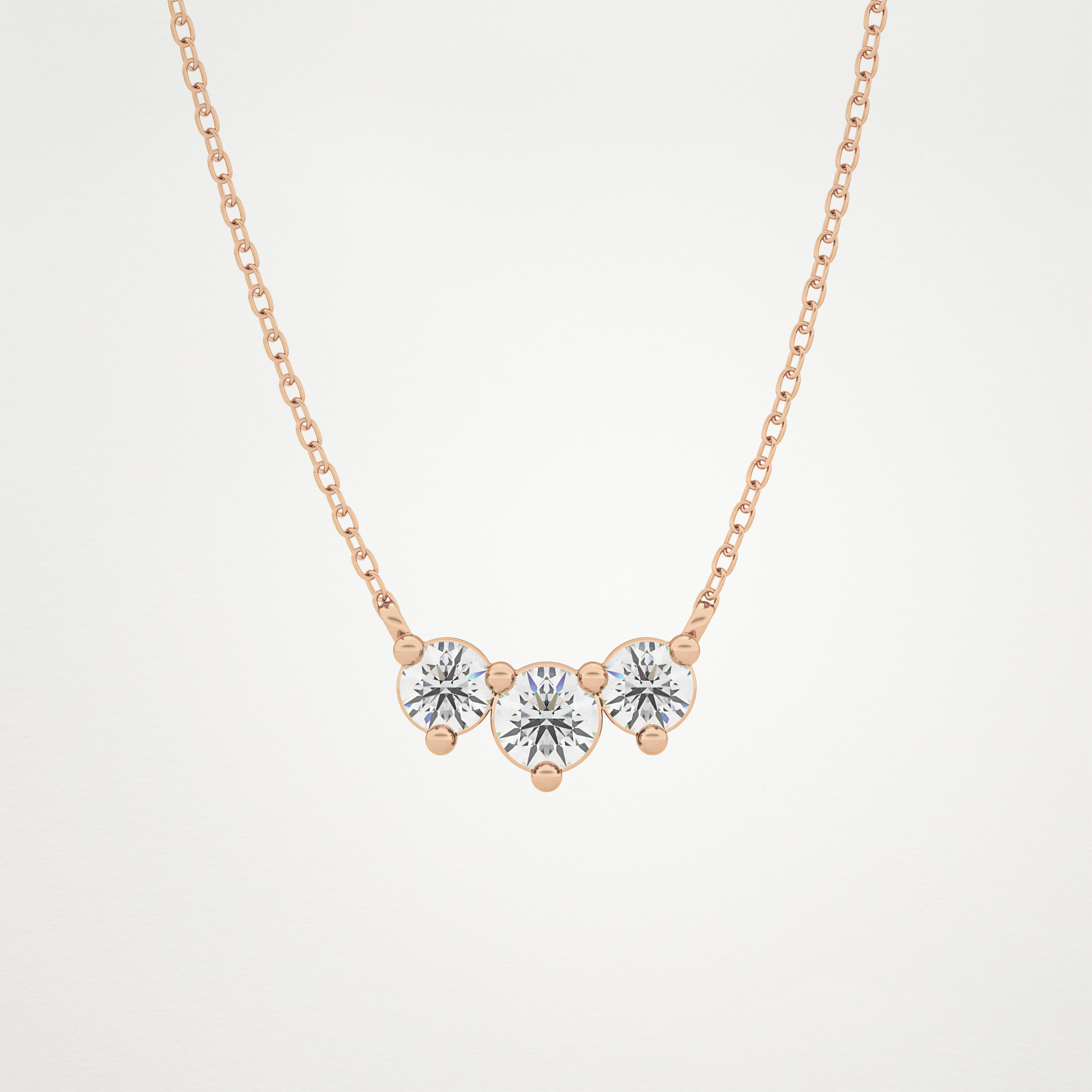 0.35 TCW Round Lab Grown Diamond Three Stone Necklace