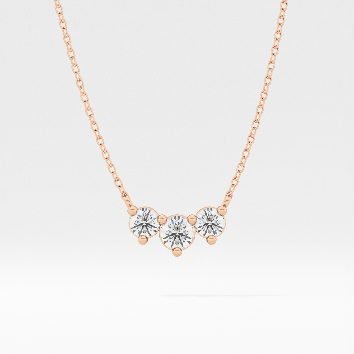 0.35 TCW Round Lab Grown Diamond Three Stone Necklace