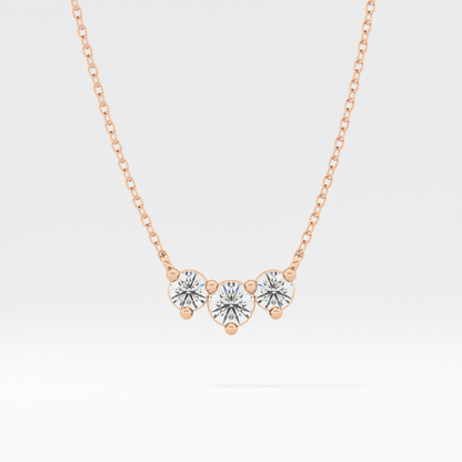 0.35 TCW Round Lab Grown Diamond Three Stone Necklace