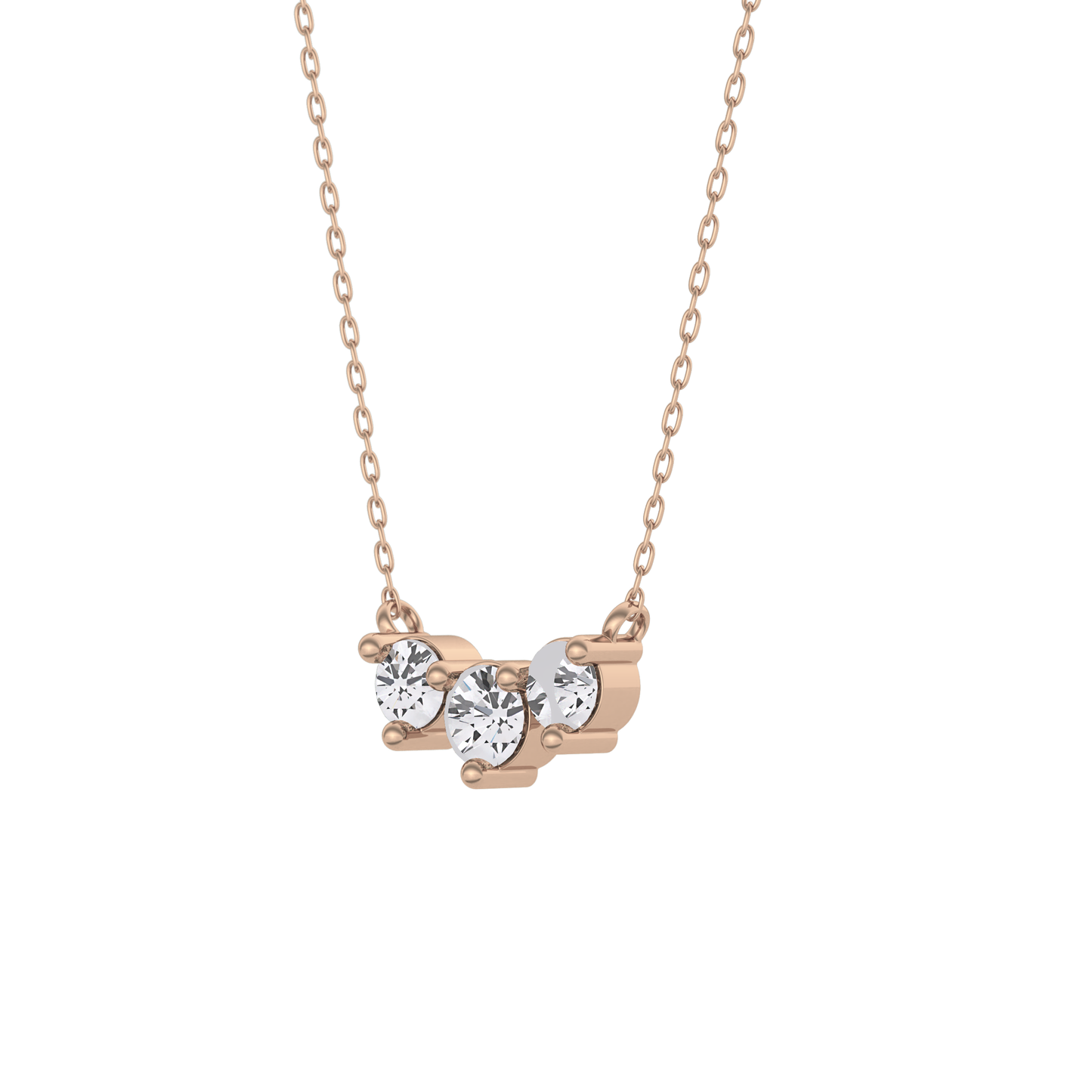 0.35 TCW Round Lab Grown Diamond Three Stone Necklace