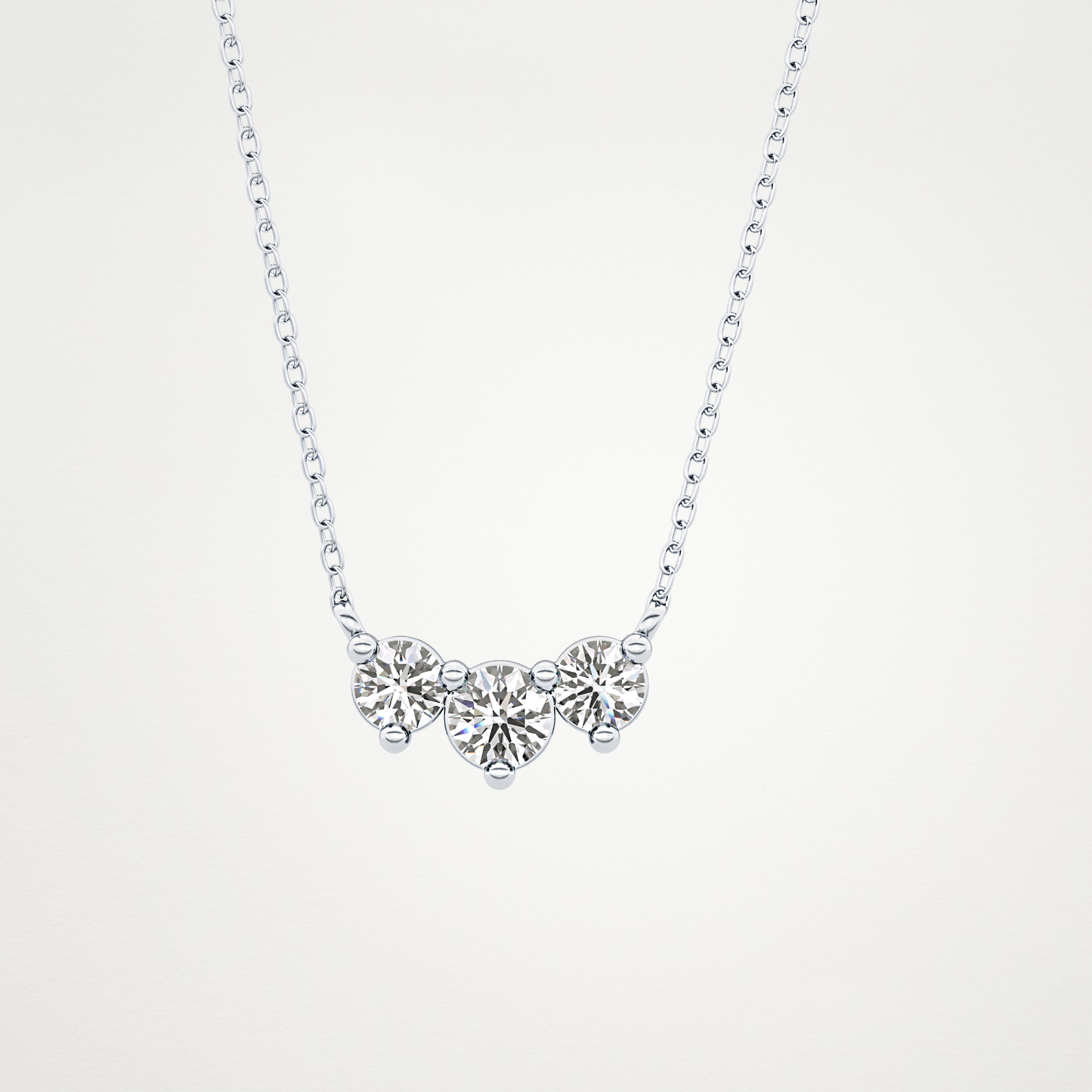 0.35 TCW Round Lab Grown Diamond Three Stone Necklace