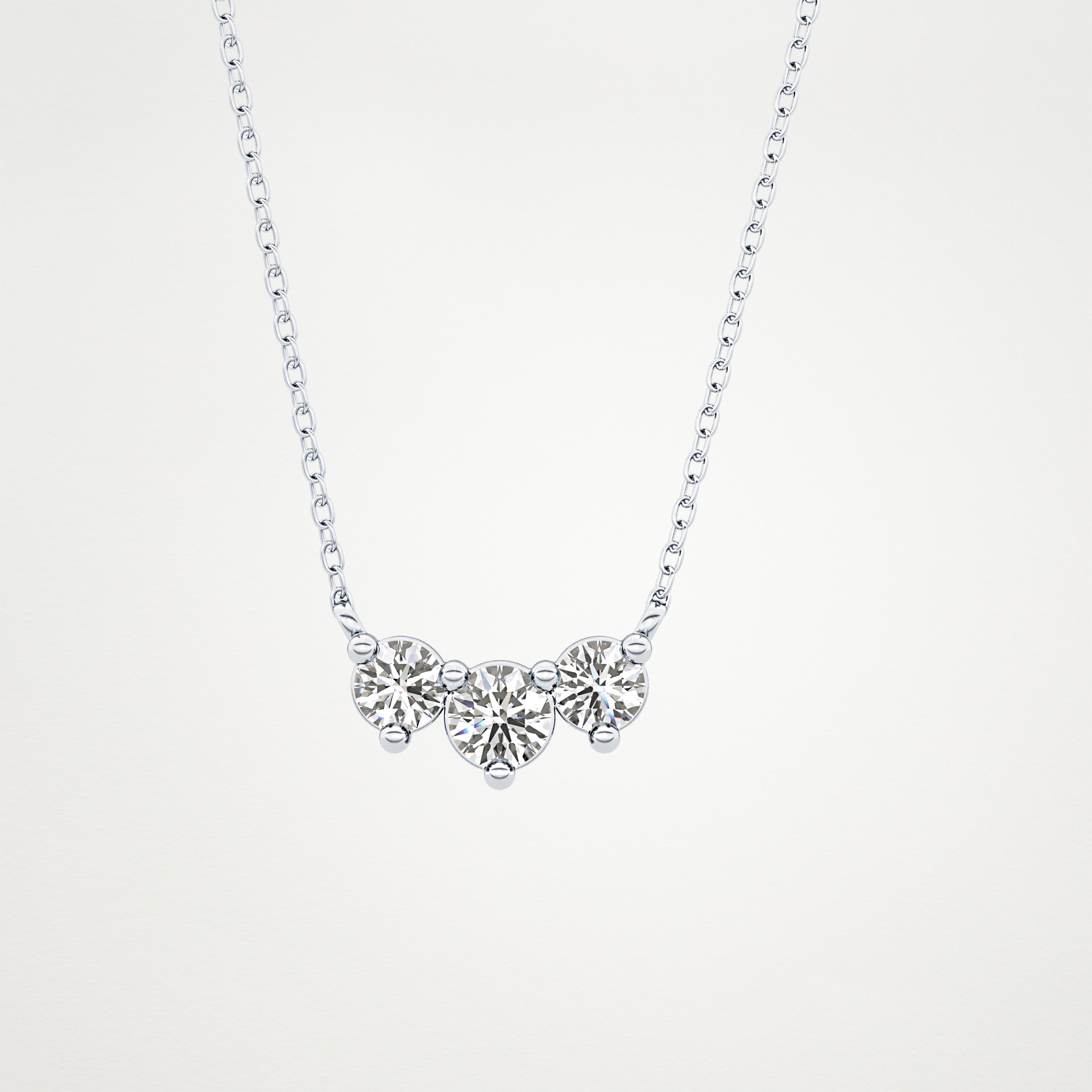 0.35 TCW Round Lab Grown Diamond Three Stone Necklace
