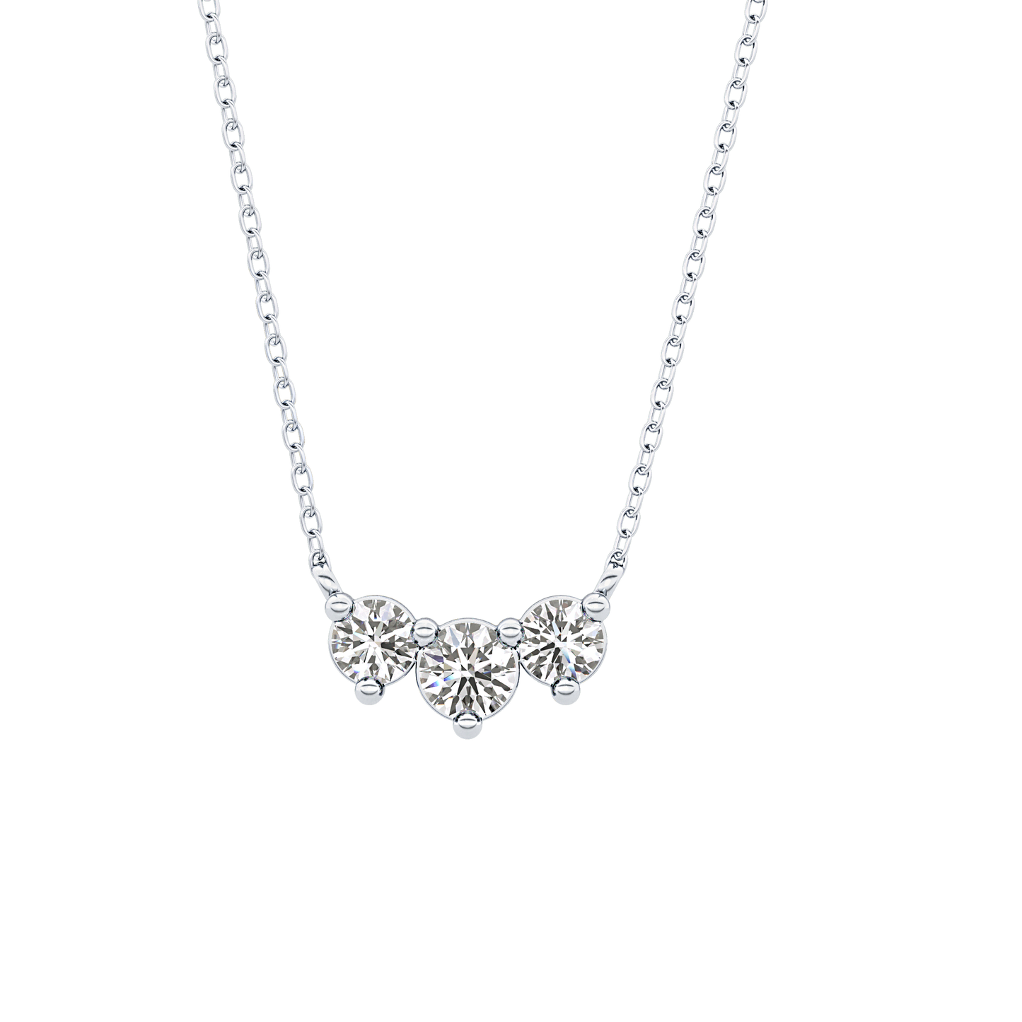 0.35 TCW Round Lab Grown Diamond Three Stone Necklace