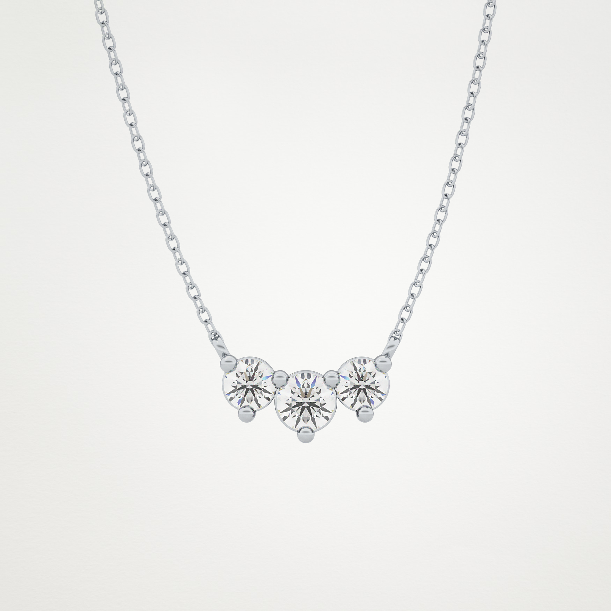 0.35 TCW Round Lab Grown Diamond Three Stone Necklace