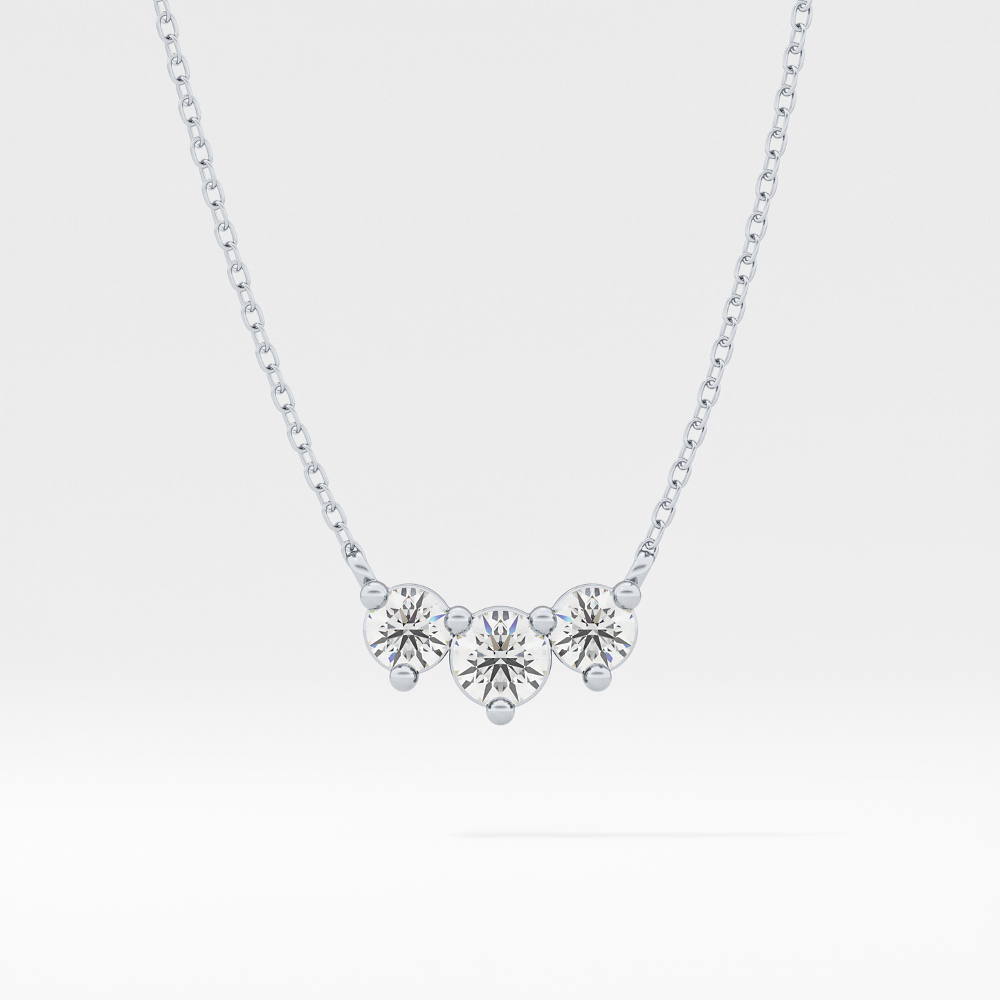 0.35 TCW Round Lab Grown Diamond Three Stone Necklace