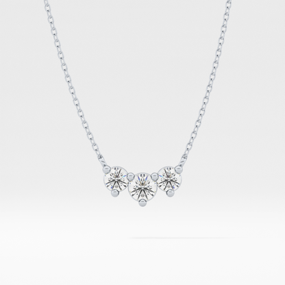 0.35 TCW Round Lab Grown Diamond Three Stone Necklace