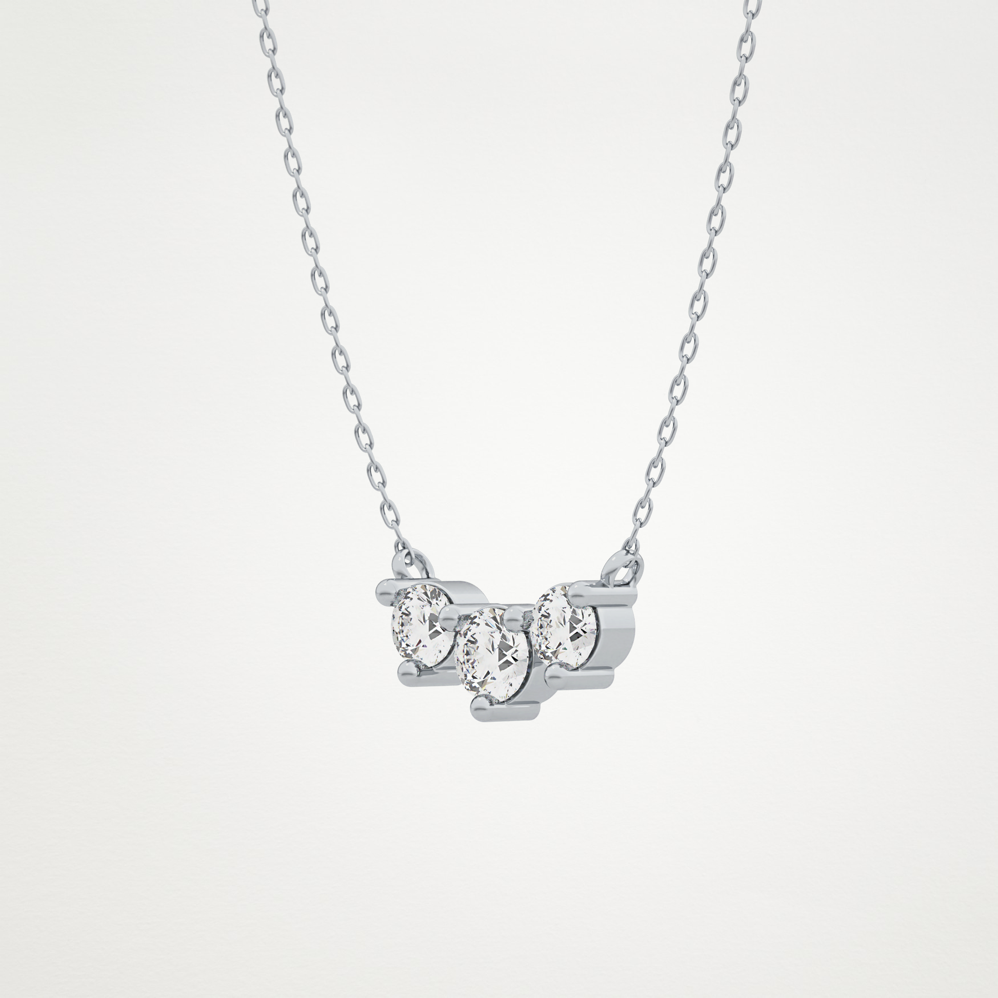 0.35 TCW Round Lab Grown Diamond Three Stone Necklace