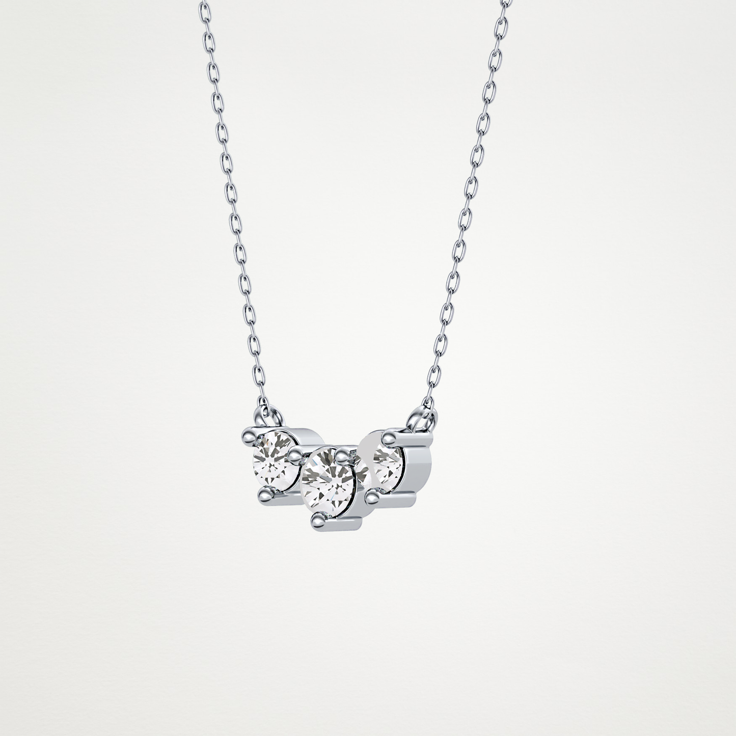 0.35 TCW Round Lab Grown Diamond Three Stone Necklace